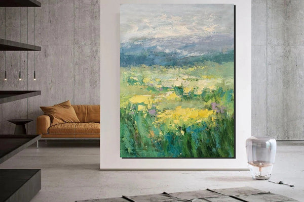 Large Acrylic Paintings for Bedroom, Abstract Landscape Painting, Bedroom Wall Art Paintings, Heavy Texture Canvas Art, Landscape Paintings for Living Room-Grace Painting Crafts