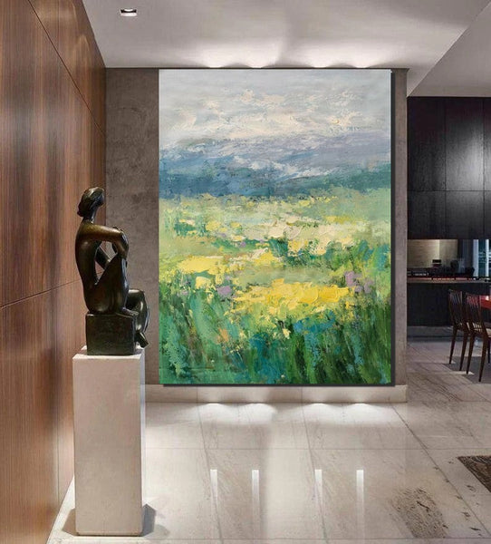 Large Acrylic Paintings for Bedroom, Abstract Landscape Painting, Bedroom Wall Art Paintings, Heavy Texture Canvas Art, Landscape Paintings for Living Room-Grace Painting Crafts