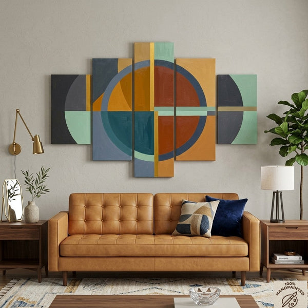 Bedroom Wall Art Paintings, Geometric Modern Art, Colorful Abstract Paintings, Hand Painted Acrylic Art-Grace Painting Crafts