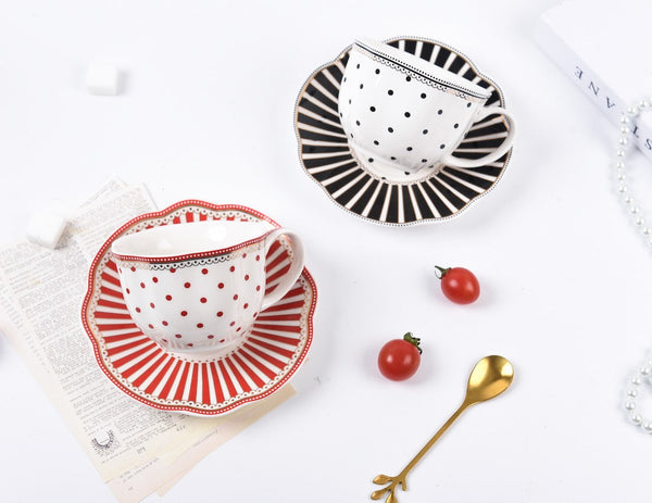 Elegant Modern Ceramic Coffee Cups, Creative Porcelain Tea Cup Saucer Set, Unique Porcelain Cup and Saucer, Afternoon British Tea Cups-Grace Painting Crafts