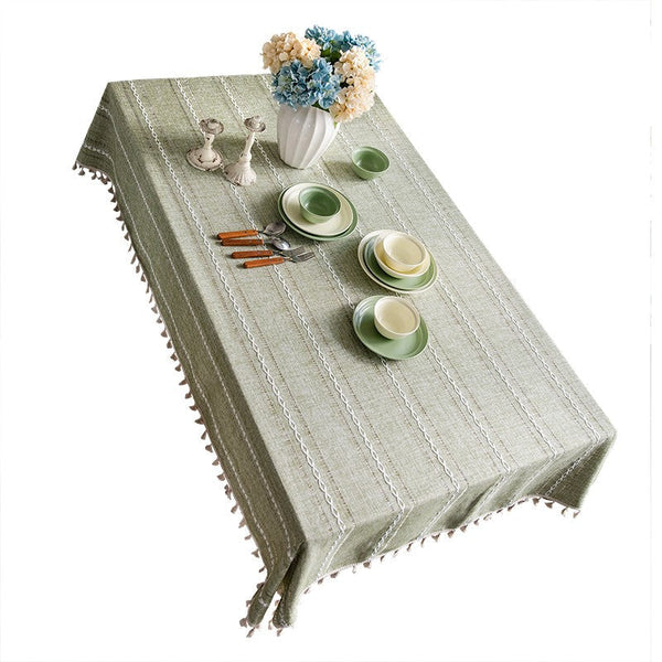 Rectangular Tablecloth for Sale, Modern Table Cloths for Dining Room, Kitchen Rectangular Table Covers, Farmhouse Green Cotton and Linen Table Cloth-Grace Painting Crafts
