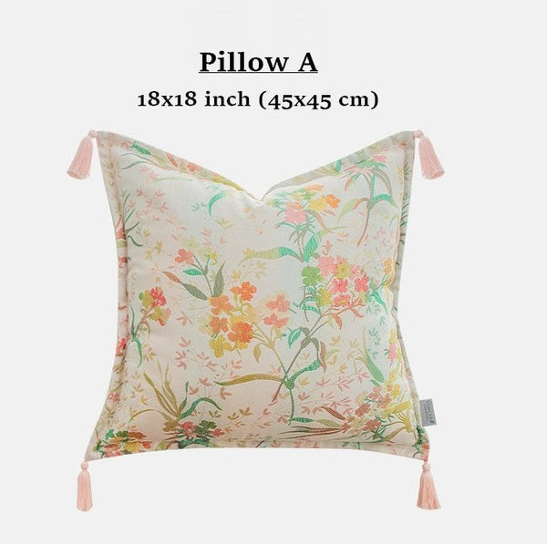 Decorative Pillows for Bed, Living Room Decorative Pillows, Modern Decorative Cushions, Decorative Pillow Arrangement Ideas for Interior Design, Embroidered Floral Bird Pattern Pillow Covers-Grace Painting Crafts