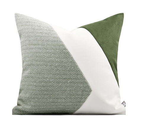Green White Modern Pillows for Couch, Abstract Decorative Throw Pillows for Living Room, Large Modern Sofa Cushion, Decorative Pillow Covers-Grace Painting Crafts