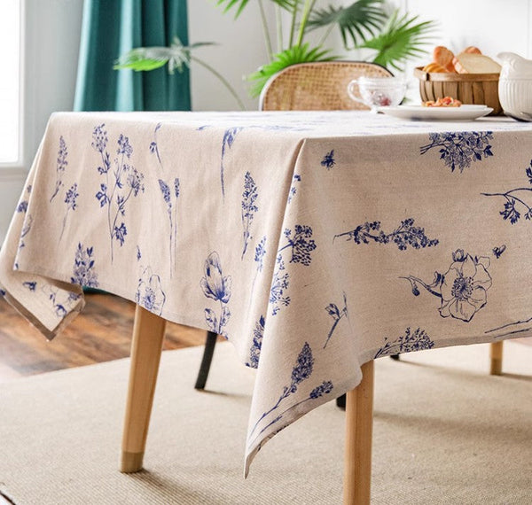 Dining Room Flower Table Cloths, Large Rectangular Table Covers for Kitchen, Farmhouse Table Cloth, Wedding Tablecloth, Square Tablecloth for Oval Table-Grace Painting Crafts