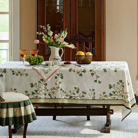Extra Large Modern Rectangular Tablecloth for Dining Room Table, Ginkgo Leaves Table Covers, Square Tablecloth for Kitchen, Large Tablecloth for Round Table-Grace Painting Crafts