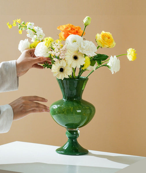 Contemporary Vase for Modern Home Decor, Unique Modern Glass Vase, Modern Glass Flower Vases, Handmade Liuli Vases, Centerpiece Vases on Table-Grace Painting Crafts