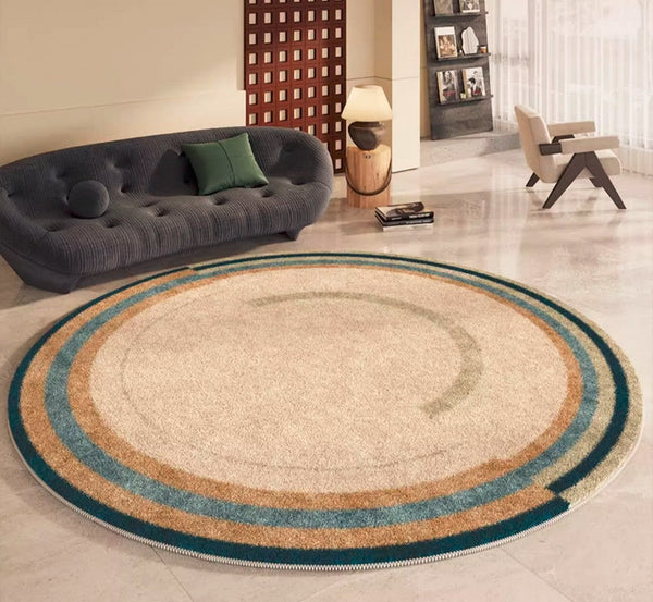 Modern Area Rugs under Coffee Table, Abstract Contemporary Round Rugs, Modern Rugs for Dining Room, Geometric Modern Rugs for Bedroom-Grace Painting Crafts