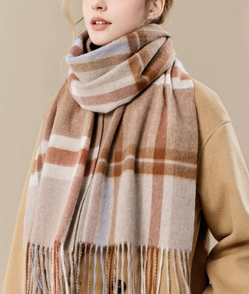 Checked Scarf Winter Wool Scarf, Soft Cashmere Scarf for Women, Elegant Wool Scarves, Warm Winter Scarf, Cold Weather Scarf, Holiday Scarf, Fashion Scarf, Christmas Gifts for Her-Grace Painting Crafts