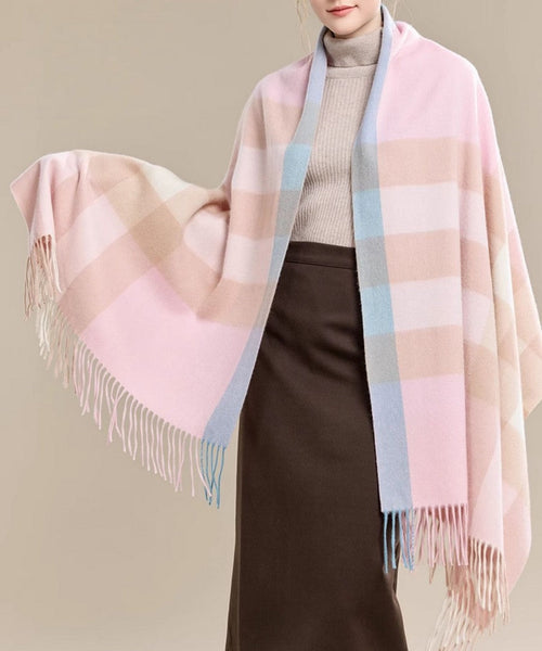 Large Wool Scarf, Soft Wool Scarf for Women, Checkered Fashion Scarf, Winter Shawl, Elegant Shawl, Warm Cape, Gifts for Her, Evening Wrap, Christmas Gift-Grace Painting Crafts