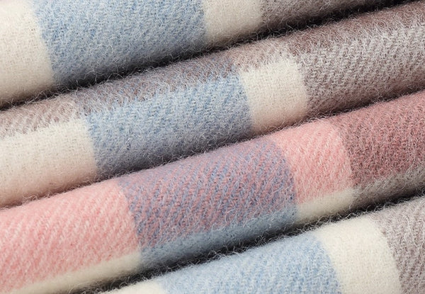 Large Wool Scarf, Soft Wool Scarf for Women, Checkered Fashion Scarf, Winter Shawl, Elegant Shawl, Warm Cape, Gifts for Her, Evening Wrap, Christmas Gift-Grace Painting Crafts