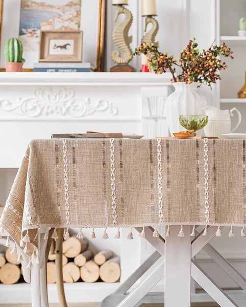 Modern Rectangular Table Cloth for Dining Room Table, Linen Square Tablecloth for Kitchen, Extra Large Table Covers for Sale-Grace Painting Crafts