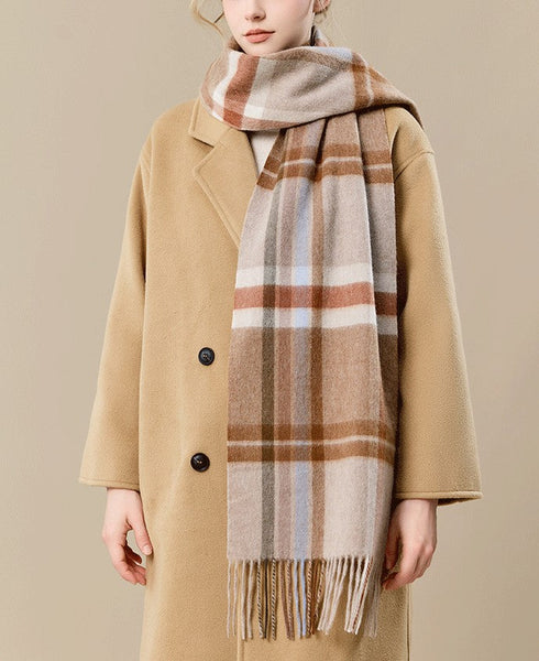 Checked Scarf Winter Wool Scarf, Soft Cashmere Scarf for Women, Elegant Wool Scarves, Warm Winter Scarf, Cold Weather Scarf, Holiday Scarf, Fashion Scarf, Christmas Gifts for Her-Grace Painting Crafts