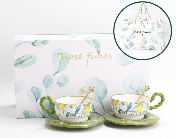 Ceramic Coffee Cups in Gift Box, British Afternoon Tea Cups Tea Cup and Saucer Set, Porcelain Tea Cup and Saucer Set-Grace Painting Crafts
