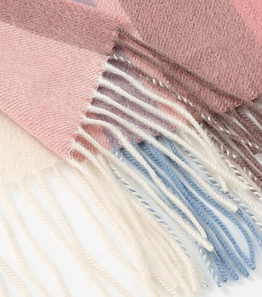 Large Wool Scarf, Soft Wool Scarf for Women, Checkered Fashion Scarf, Winter Shawl, Elegant Shawl, Warm Cape, Gifts for Her, Evening Wrap, Christmas Gift-Grace Painting Crafts