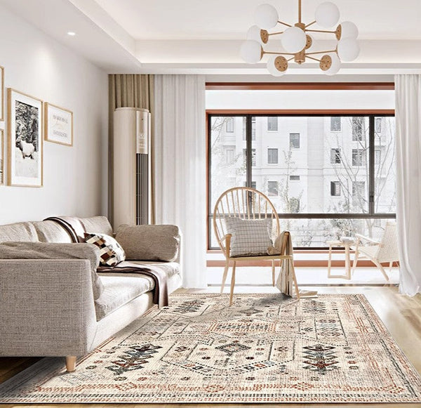 Modern Rugs for Living Room, Morocco Contemporary Rugs Next to Bed, Flower Pattern Contemporary Modern Rugs for Dining Room-Grace Painting Crafts