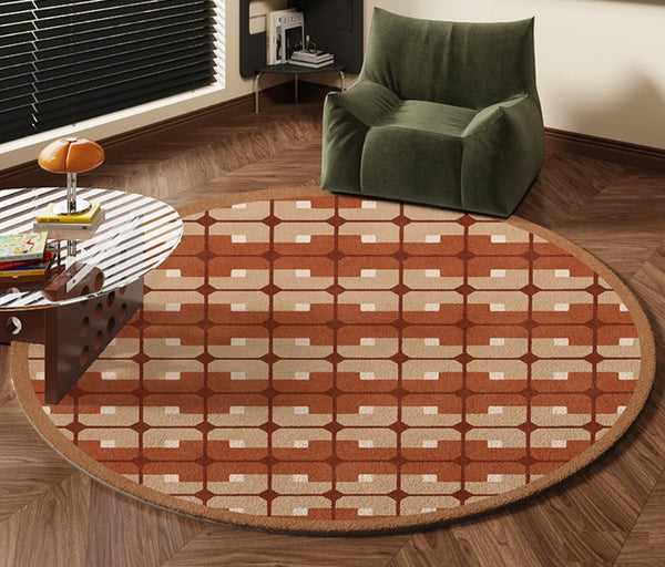 Abstract Contemporary Round Rugs, Modern Rugs under Coffee Table, Modern Rugs for Dining Room, Geometric Modern Rugs for Bedroom-Grace Painting Crafts