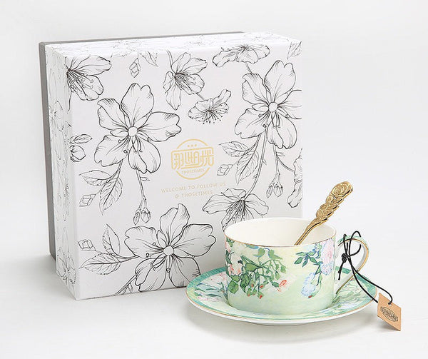 Luxury Tea Cup Set, Elegant Coffee Cup, Porcelain Tea Saucer, Ceramic Tea Cup Set, British Tea Cup Set-Grace Painting Crafts