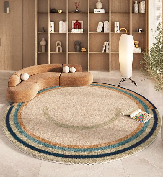 Modern Area Rugs under Coffee Table, Abstract Contemporary Round Rugs, Modern Rugs for Dining Room, Geometric Modern Rugs for Bedroom-Grace Painting Crafts