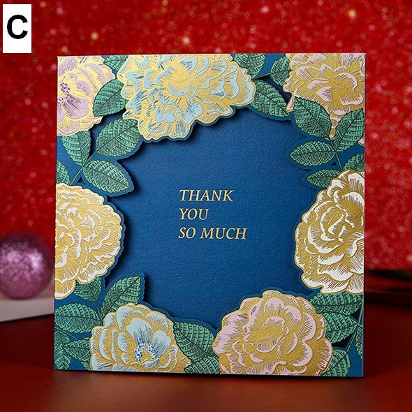 Blue Flower Greeting Cards, Beautiful Greeting Cards to Friends, Creative Birthday Greeting Card, Original Handmade Greeting Cards-Grace Painting Crafts