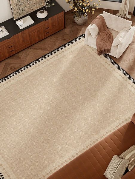 Mid Century Modern Rugs Next to Bed, Modern Rugs for Dining Room, Contemporary Rugs for Bedroom, Cream Modern Carpets for Living Room-Grace Painting Crafts