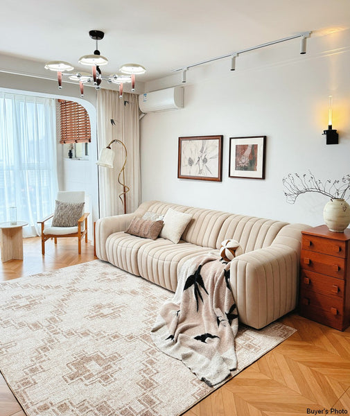 Contemporary Abstract Rugs under Dining Room Table, Modern Geometric Carpets for Bedroom, Modern Living Room Rug Placement Ideas-Grace Painting Crafts