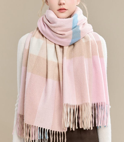 Large Wool Scarf, Soft Wool Scarf for Women, Checkered Fashion Scarf, Winter Shawl, Elegant Shawl, Warm Cape, Gifts for Her, Evening Wrap, Christmas Gift-Grace Painting Crafts