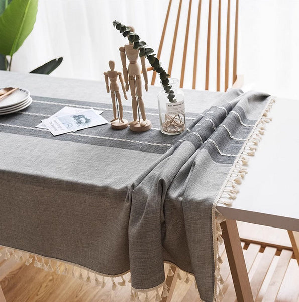 Dining Room Table Large Rectangle Table Cover, Modern Rectangular Table Cloth for Oval Table, Cotton and Linen Tablecloth for Kitchen-Grace Painting Crafts
