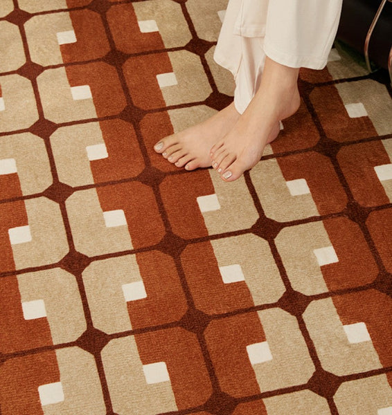 Abstract Contemporary Round Rugs, Modern Rugs under Coffee Table, Modern Rugs for Dining Room, Geometric Modern Rugs for Bedroom