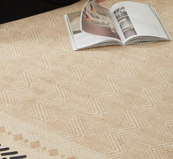 Mid Century Modern Rugs Next to Bed, Modern Rugs for Dining Room, Contemporary Rugs for Bedroom, Cream Modern Carpets for Living Room-Grace Painting Crafts