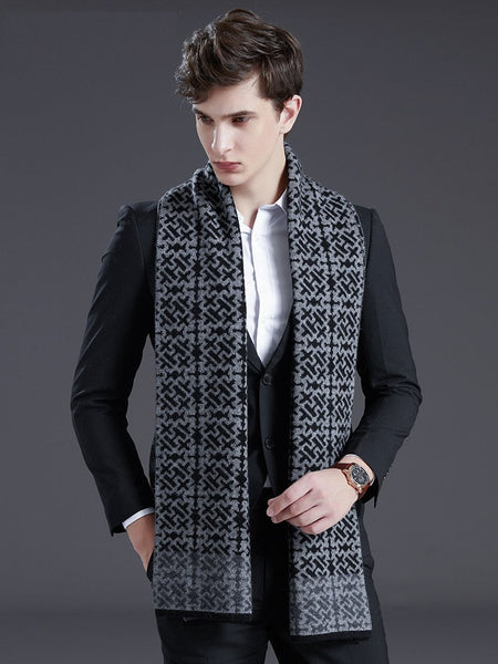 Modern Business Wool Scarf for Gentleman, Soft Casual Scarf Men, Men's Winter Wool Scarf, Formal Men Scarf Styles, Men's Winter Scarves, Thick Wool Scarf for Men-Grace Painting Crafts