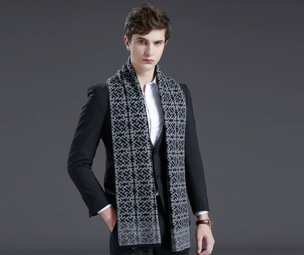 Modern Business Wool Scarf for Gentleman, Soft Casual Scarf Men, Men's Winter Wool Scarf, Formal Men Scarf Styles, Men's Winter Scarves, Thick Wool Scarf for Men-Grace Painting Crafts