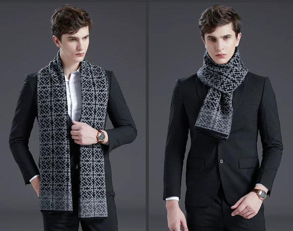 Modern Business Wool Scarf for Gentleman, Soft Casual Scarf Men, Men's Winter Wool Scarf, Formal Men Scarf Styles, Men's Winter Scarves, Thick Wool Scarf for Men-Grace Painting Crafts