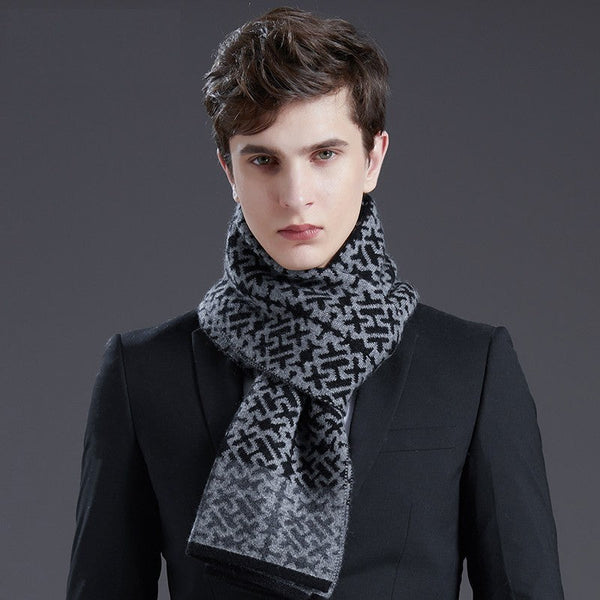 Modern Business Wool Scarf for Gentleman, Soft Casual Scarf Men, Men's Winter Wool Scarf, Formal Men Scarf Styles, Men's Winter Scarves, Thick Wool Scarf for Men-Grace Painting Crafts