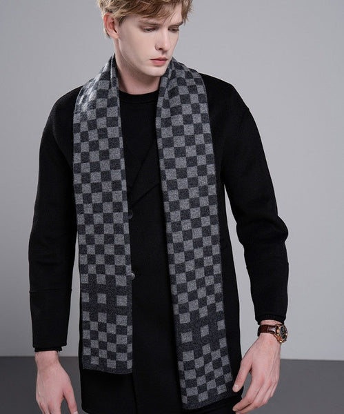 Men's Wool Scarf Winter, Business Wool Scarf for Gentleman, Modern Casual Scarf Men, Formal Men Scarf Styles, Men's Winter Scarf, Thick Wool Scarf for Men-Grace Painting Crafts