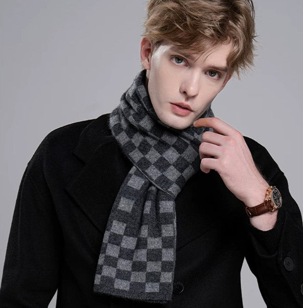 Men's Wool Scarf Winter, Business Wool Scarf for Gentleman, Modern Casual Scarf Men, Formal Men Scarf Styles, Men's Winter Scarf, Thick Wool Scarf for Men-Grace Painting Crafts