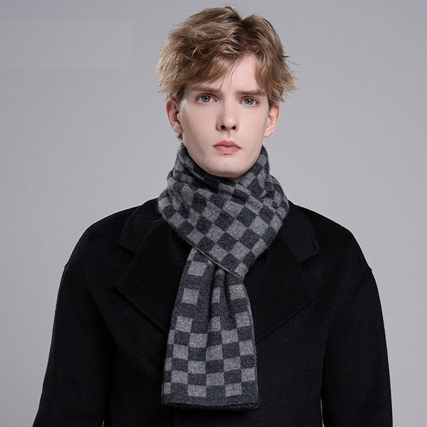 Men's Wool Scarf Winter, Business Wool Scarf for Gentleman, Modern Casual Scarf Men, Formal Men Scarf Styles, Men's Winter Scarf, Thick Wool Scarf for Men-Grace Painting Crafts