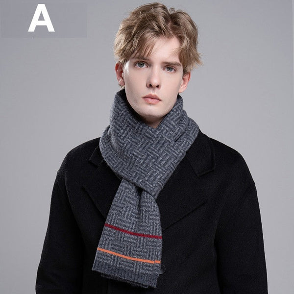 Modern Casual Scarf Men, Formal Men Scarf Styles, Men's Wool Scarf Winter, Business Wool Scarf for Gentleman, Men's Winter Scarf, Thick Wool Scarf for Men-Grace Painting Crafts