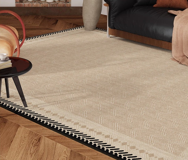 Mid Century Modern Rugs Next to Bed, Modern Rugs for Dining Room, Contemporary Rugs for Bedroom, Cream Modern Carpets for Living Room-Grace Painting Crafts