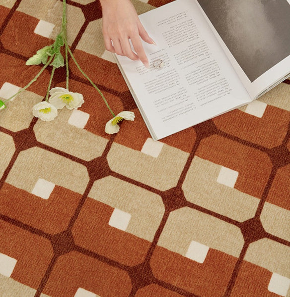 Abstract Contemporary Round Rugs, Modern Rugs under Coffee Table, Modern Rugs for Dining Room, Geometric Modern Rugs for Bedroom-Grace Painting Crafts