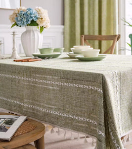 Rectangular Tablecloth for Sale, Modern Table Cloths for Dining Room, Kitchen Rectangular Table Covers, Farmhouse Green Cotton and Linen Table Cloth-Grace Painting Crafts