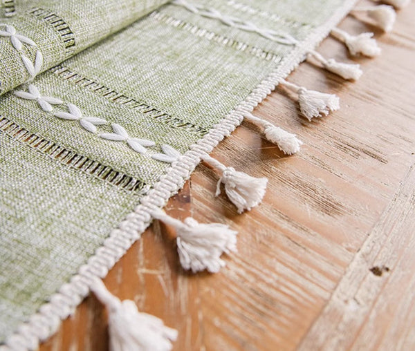 Rectangular Tablecloth for Sale, Modern Table Cloths for Dining Room, Kitchen Rectangular Table Covers, Farmhouse Green Cotton and Linen Table Cloth-Grace Painting Crafts