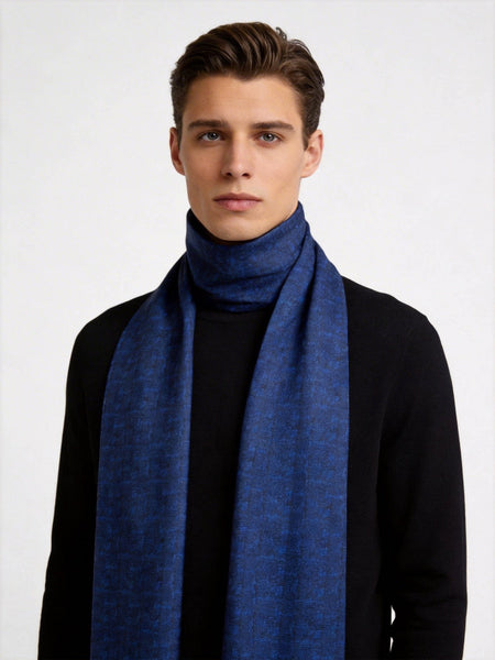 Luxury Blue Silk Neck Scarf, Silk Scarf For Suit, Formal Wear Silk Scarf, Silk Ascot For Men, British Style Long Scarf, Business Silk Scarf Men, Mens Spring Autumn Scarf, Lightweight Silk Scarf Men-Grace Painting Crafts