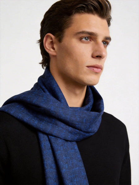 Luxury Blue Silk Neck Scarf, Silk Scarf For Suit, Formal Wear Silk Scarf, Silk Ascot For Men, British Style Long Scarf, Business Silk Scarf Men, Mens Spring Autumn Scarf, Lightweight Silk Scarf Men-Grace Painting Crafts