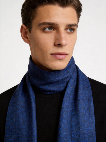 Luxury Blue Silk Neck Scarf, Silk Scarf For Suit, Formal Wear Silk Scarf, Silk Ascot For Men, British Style Long Scarf, Business Silk Scarf Men, Mens Spring Autumn Scarf, Lightweight Silk Scarf Men-Grace Painting Crafts