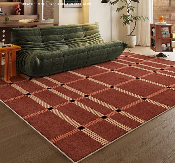 Contemporary Modern Carpets Next to Bed, Abstract Red Rugs for Living Room, Mid Century Area Rugs, Red Modern Rugs under Dining Room Table