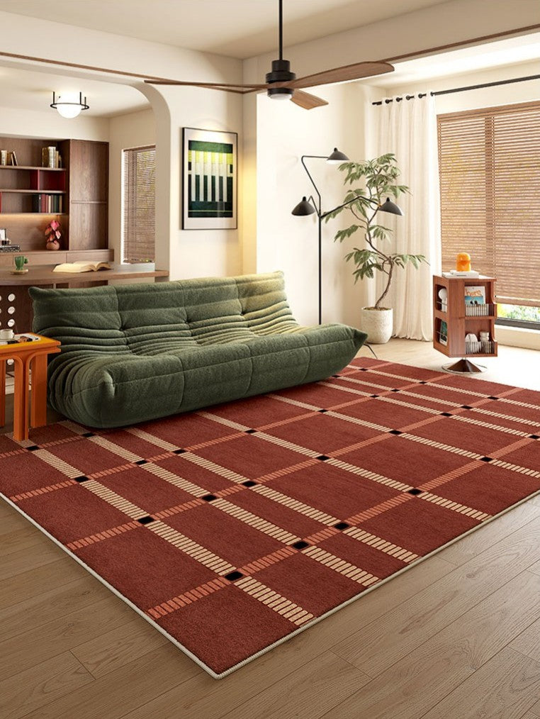 Contemporary Modern Carpets Next to Bed, Abstract Red Rugs for Living Room, Mid Century Area Rugs, Red Modern Rugs under Dining Room Table