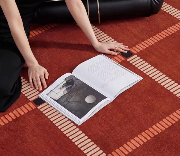 Contemporary Modern Carpets Next to Bed, Abstract Red Rugs for Living Room, Mid Century Area Rugs, Red Modern Rugs under Dining Room Table