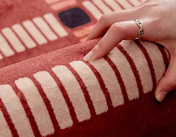 Contemporary Modern Carpets Next to Bed, Abstract Red Rugs for Living Room, Mid Century Area Rugs, Red Modern Rugs under Dining Room Table-Grace Painting Crafts