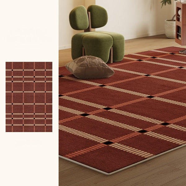 Contemporary Modern Carpets Next to Bed, Abstract Red Rugs for Living Room, Mid Century Area Rugs, Red Modern Rugs under Dining Room Table