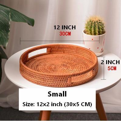 Rattan Round Basket with Handle, Storage Baskets for Kitchen, Woven Storage Baskets, Rattan Storage Basket-Grace Painting Crafts